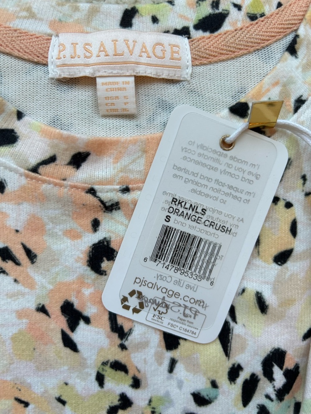 PJ Salvage Lavish Nights Long Sleeve Top Size Small in Orange Crush NWT - Picture 5 of 6